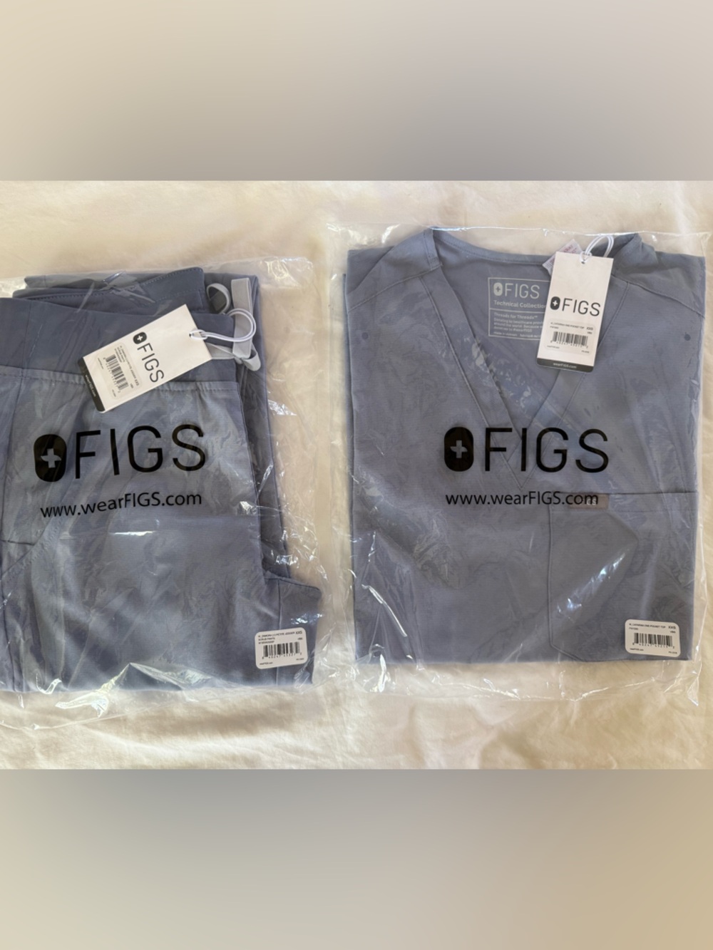 FIGS Scrub Set Zamora Jogger + Catarina Top- Vapor Blue Space Dye- XXS/XXSP- NWT